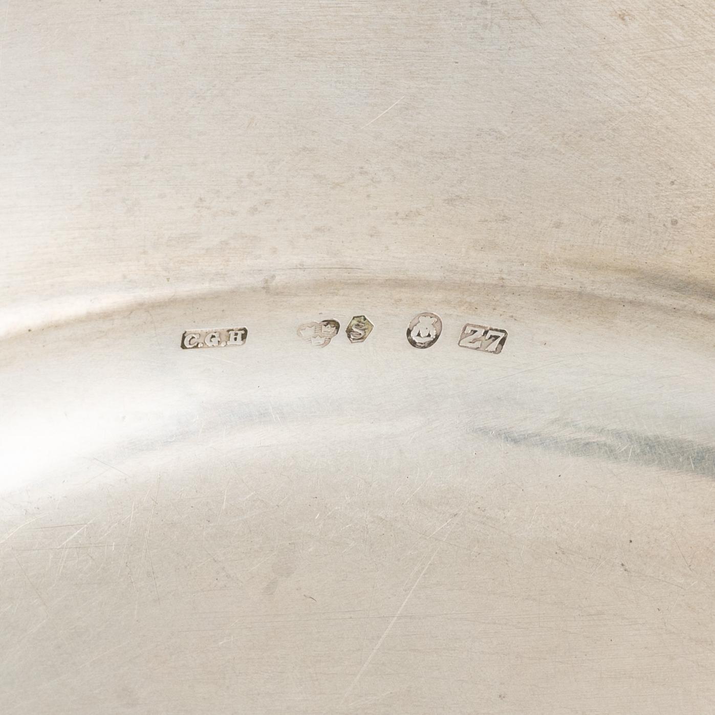 Two Swedish Silver Sprinkle Spoons and Two Dishes.