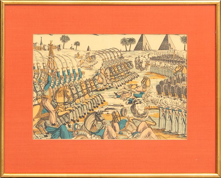 François Georgin, hand colored woodcut, France 19th century early / first half.