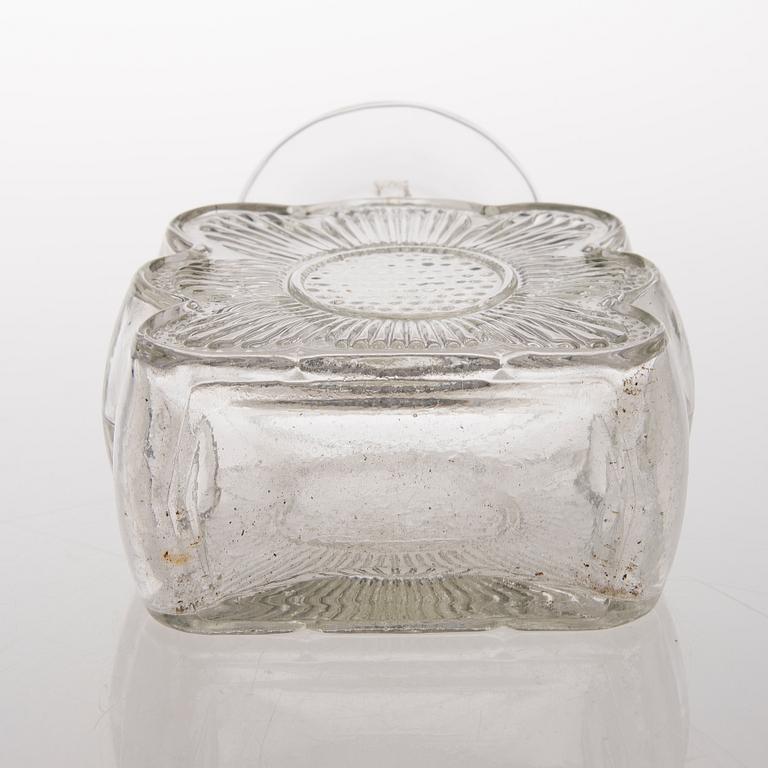 A vas and four candle holders/ vases in glass from Riihimäen Lasi, Finland 1970s.