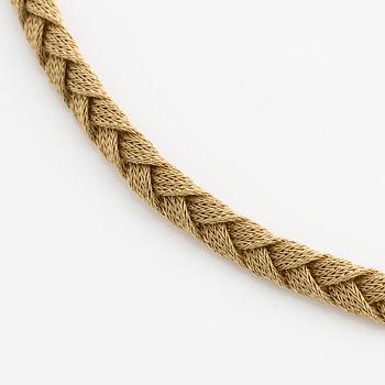 Necklace, braided, 18K gold,