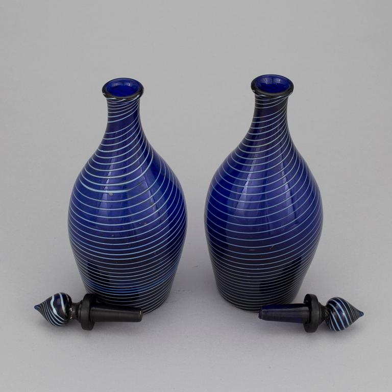 2 decanters of glass, probably Gjövik, Norway, first quarter of 19th century.