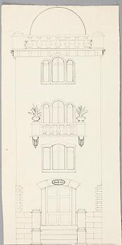 HARALD FALKMAN, ARKITEKTURRITNINGAR, ca 20 st samt, AKADEMITECKNINGAR, 4 ST, sign, dat tidigt 1900-tal.