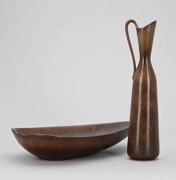 VAS SAMT SKÅLFAT, stengods, Gunnar Nylund, Rörstrand.