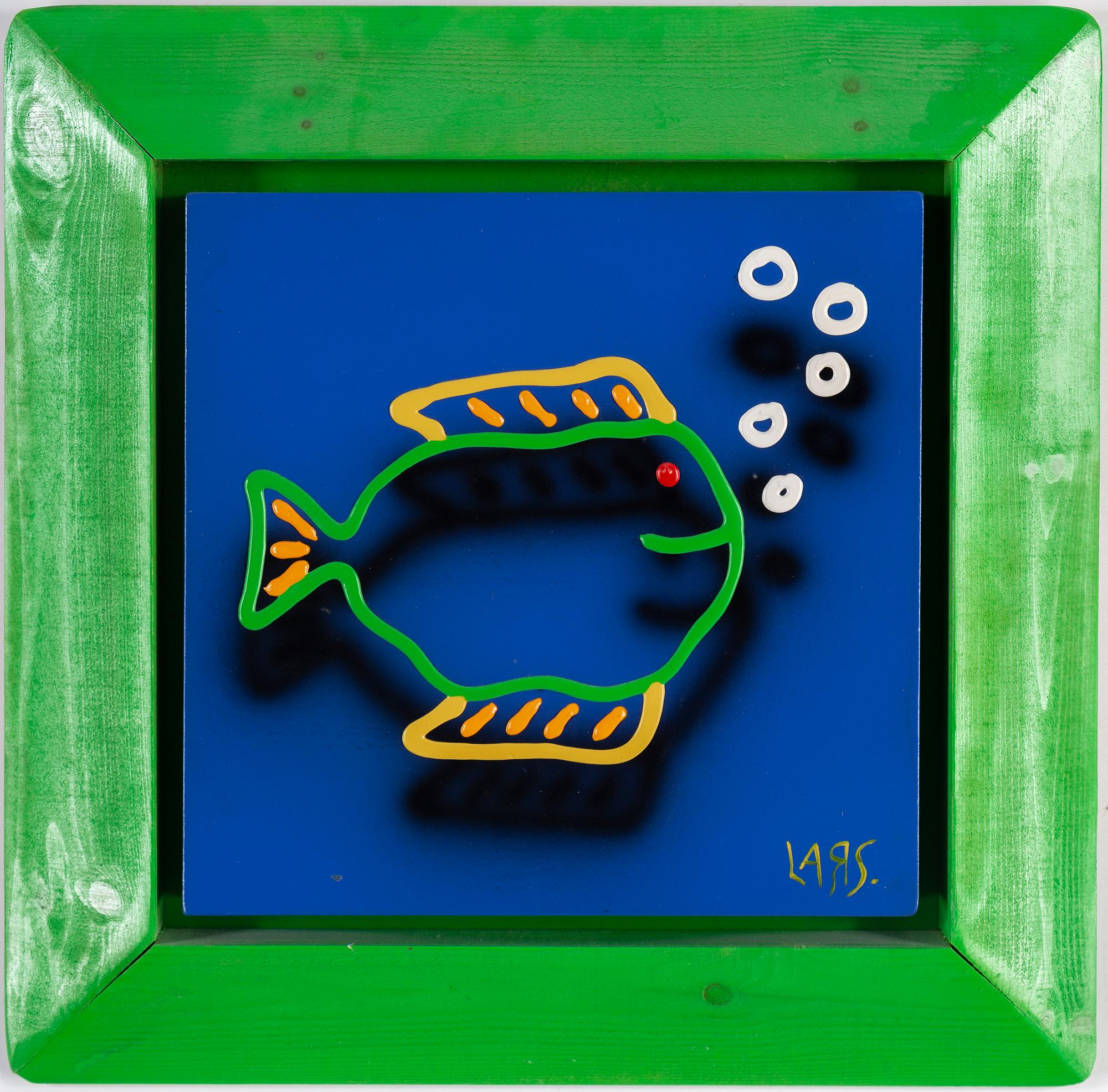 LARS TUNEBO, mixed media on panel with painted frame, signed.