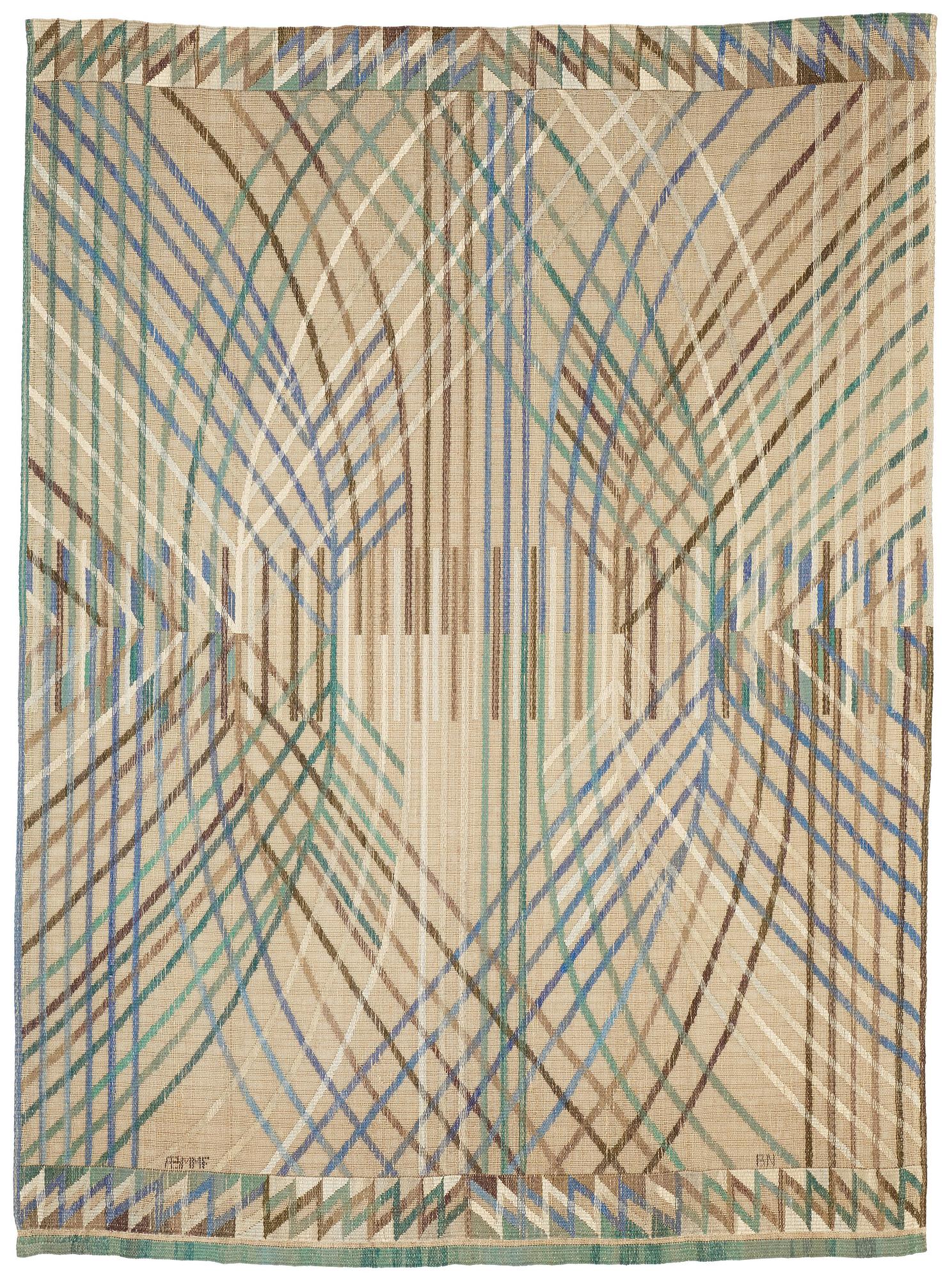 Barbro Nilsson, a drape, "Kärvar", tapestry variant, ca 239-240 x 176,5-177,5 cm, signed AB MMF BN.