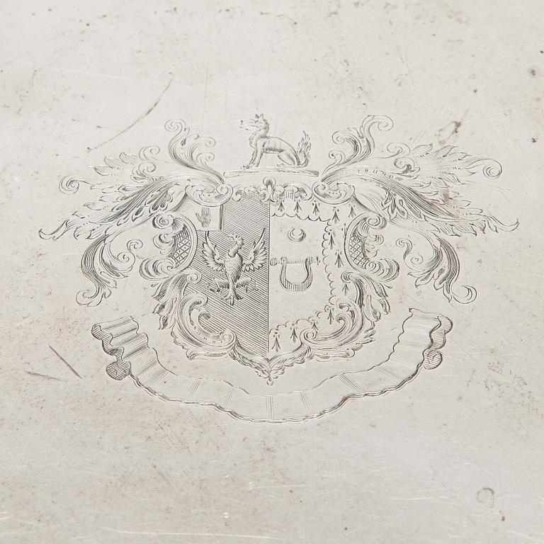 Daniel & Charles Houle, tarjotin, sterlinghopeaa, Lontoo 1845, pöytä, 1930-luku.