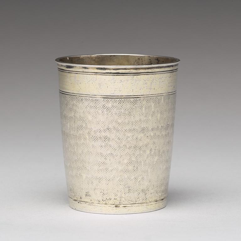 A German 17th century silver-gilt beaker, mark of Johann Höfler, Nürnberg (1655-1704).