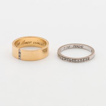 RINGAR, 2st, med briljantslipade diamanter ca 0.21 ct. Engelbert, Stockholm, 2006.