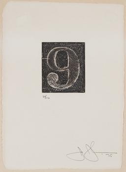 Jasper Johns, "9" from "0-9 (A set of Ten Numerals)".