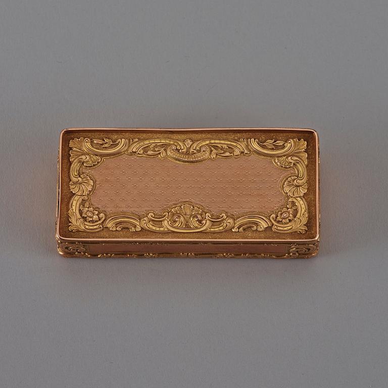 An Austrian 19th century gold snuff-box, marked 1840.
