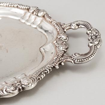 BRICKA, silver, 1800-tal, svenska importstämplar.