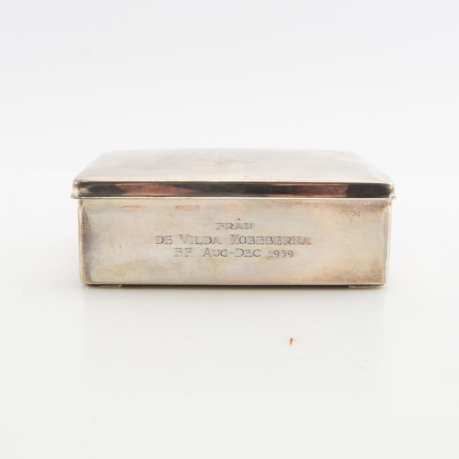 Cigarettskrin silver CG Hallberg Stockholm 1938.