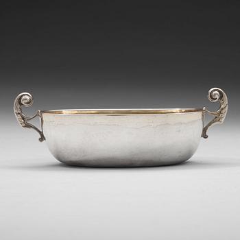 183. A Swedish 18th century parcel-gilt silver bowl, mark of Johan Dragman, Arboga (1701-1746).