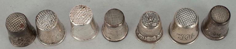 FINGERBORGAR, 7 st, silver, olika tillverkare, Finland, 1895-1940, tot vikt ca 23,5.