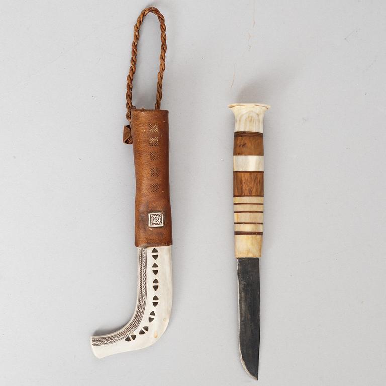 Lars Pirak, a reindeer horn knife, signed.