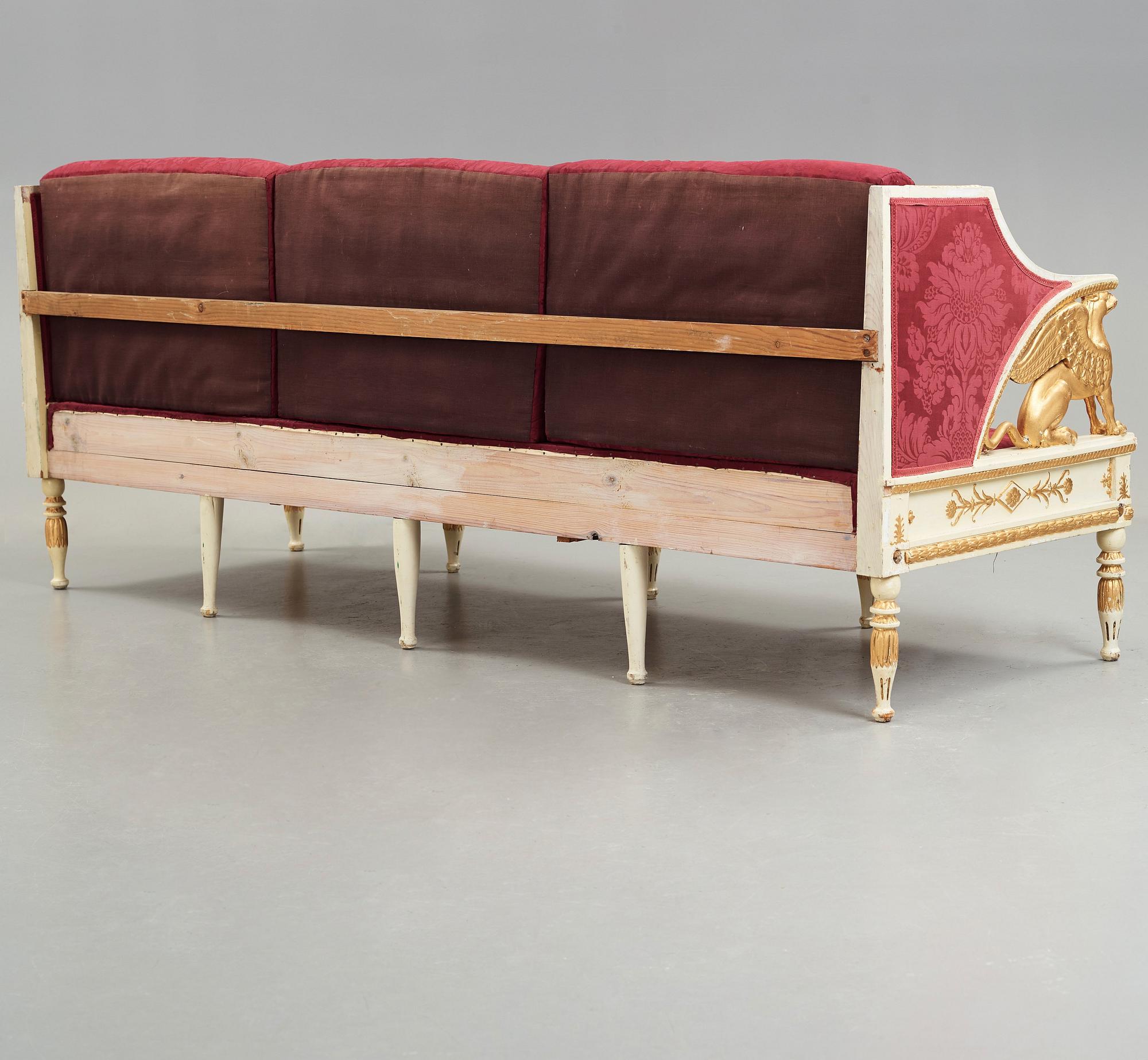 SOFFA, tillskriven Ephraim Ståhl (mästare i Stockholm 1794-1820). Sengustaviansk, 1800-talets början.