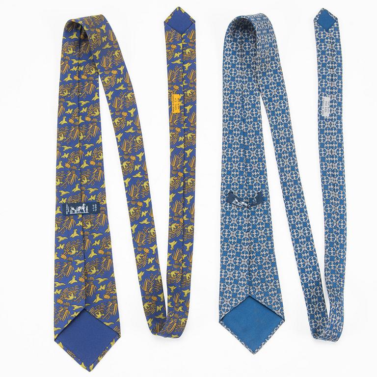 Hermès, four silk ties.