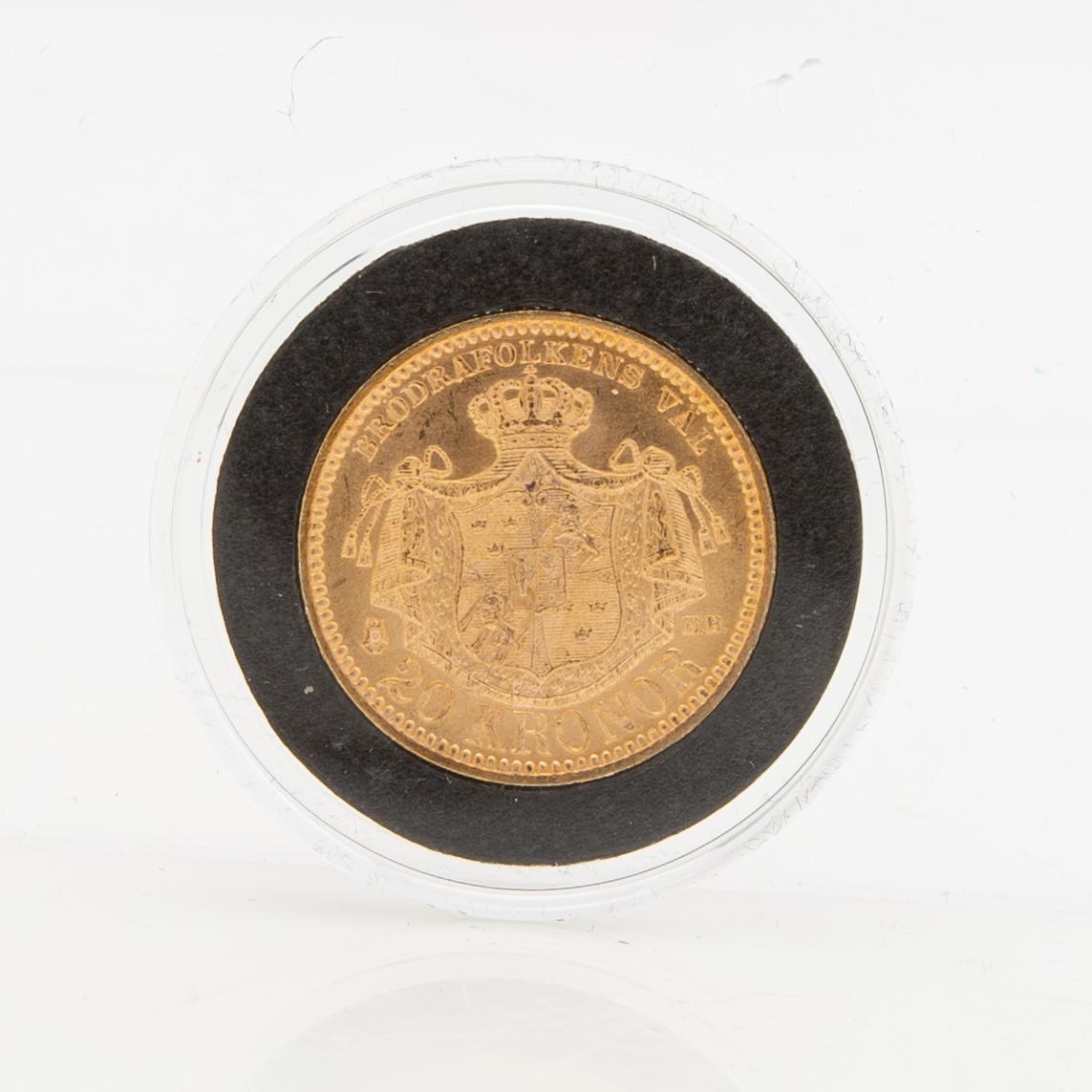 Guldmynt Sverige, Oscar II 20 kr, 1887.