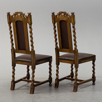 Six first half of the 20th century baroque style oak chairs.