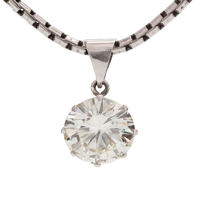 Riipus, briljanttihiottu timantti 3,60 ct, 18K valkokultaa.