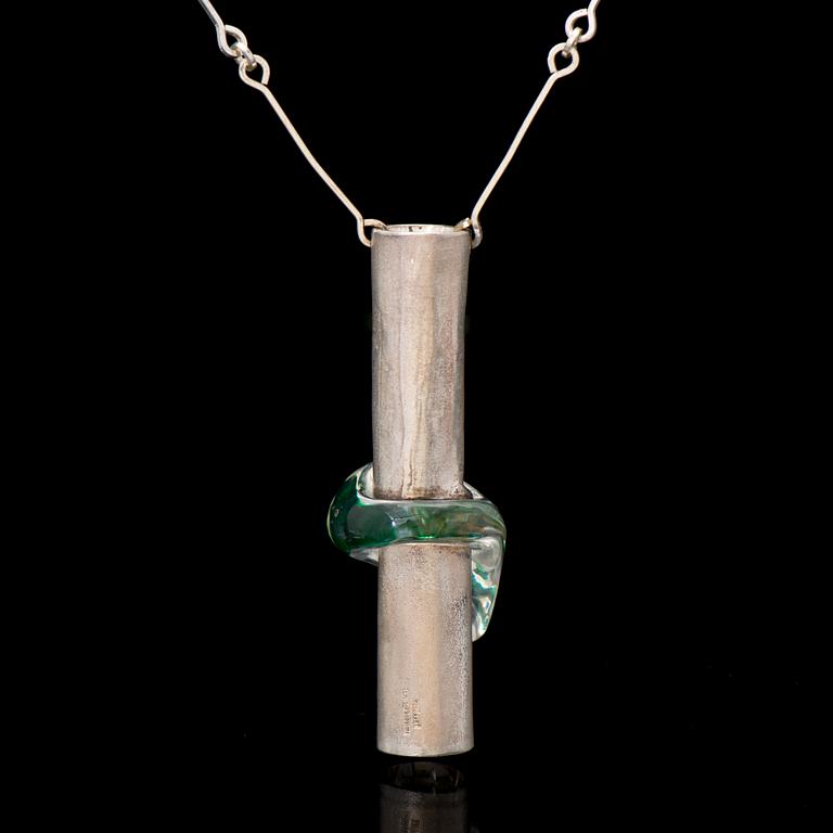 A BJÖRN WECKSTRÖM NECKLACE, "Ice heart", acrylic, silver. Lapponia 1970s.