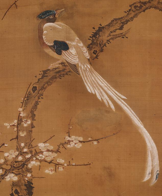 RULLMÅLNINGAR, två stycken, tusch och färg på papper och siden. Kina samt Japan, 1900-tal.