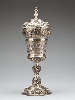 KALK med LOCK, silver, Barockstil 1800-tal. Vikt ca 960 g.