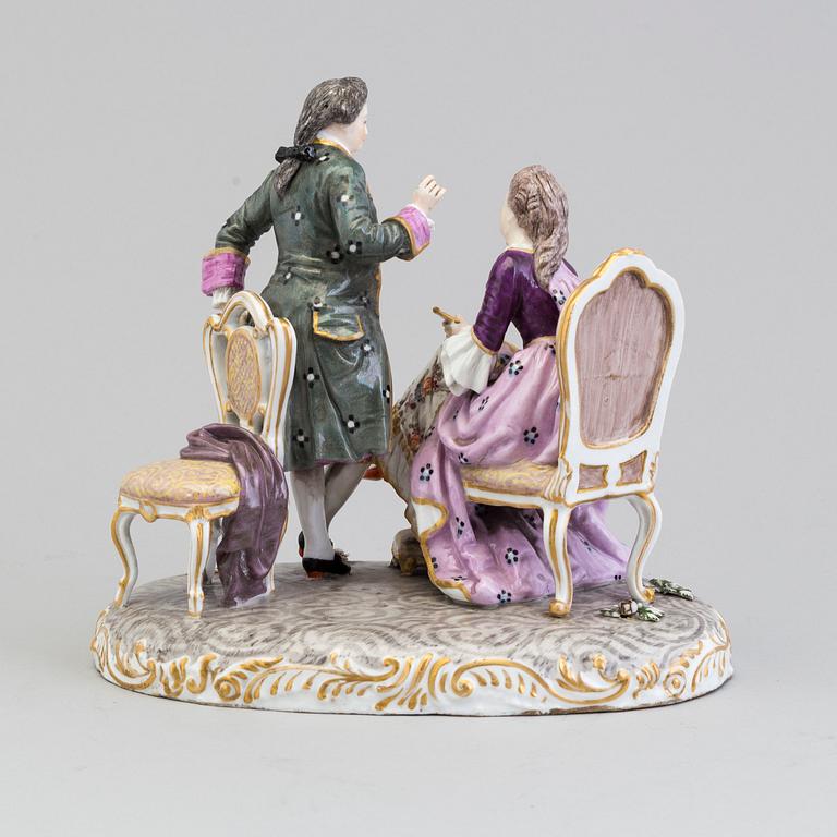A Ludwigsburg porcelain figurine Rococo group, 18 th century, with stamp.