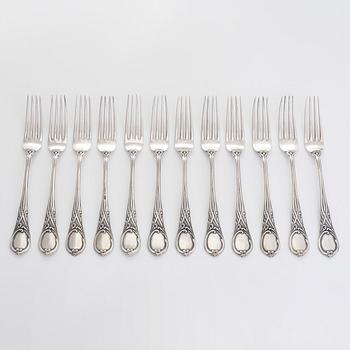 Br. Grachev, bestickuppsättning, 34 st, silver, med hovleverantörsstämpel, S:t Petersburg 1898.