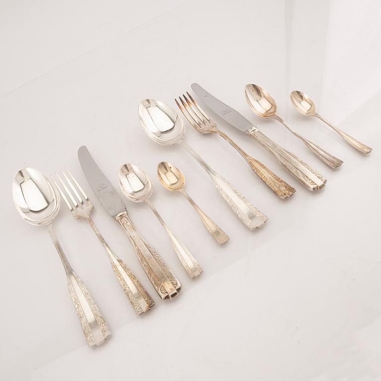 A set of 56 pcs of silver cutlery Polen first half of the 20th century total weight 2496 grams.