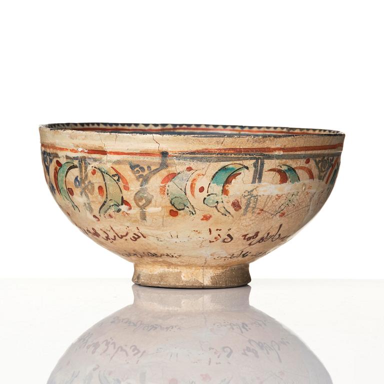 A 'Minai' pottery bowl, central Persia, around 1200 AD.