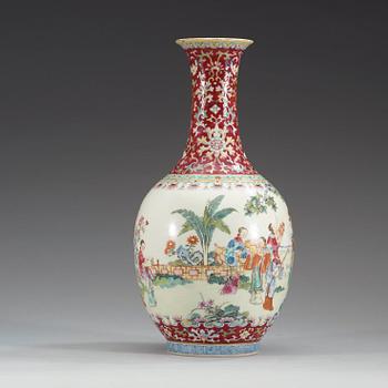 A famille rose vase, China, presumably Republic, 20th Century, with Qianlong sealmark.