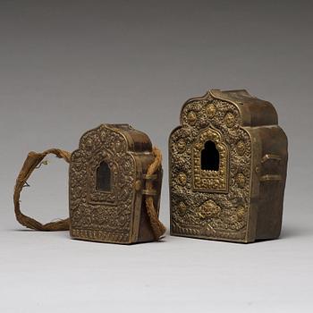 Two Tibetan travel cases/shrines, 19th Century.