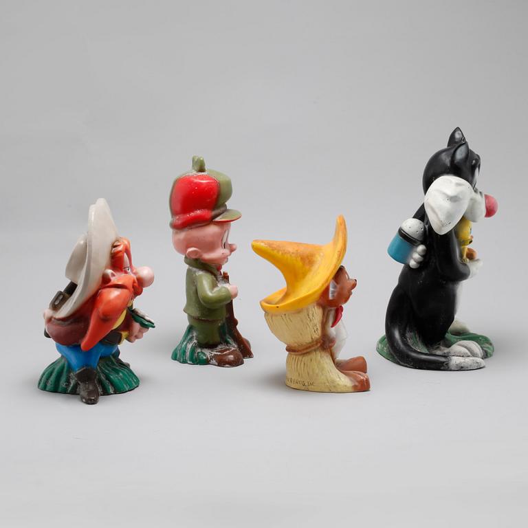LOONEY TUNES, four plastic figurines for Warner Bros., 1992.