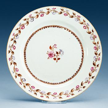 1479. A set of 12 famille rose dinner plates, Qing dynasty, Qianlong (1736-95).