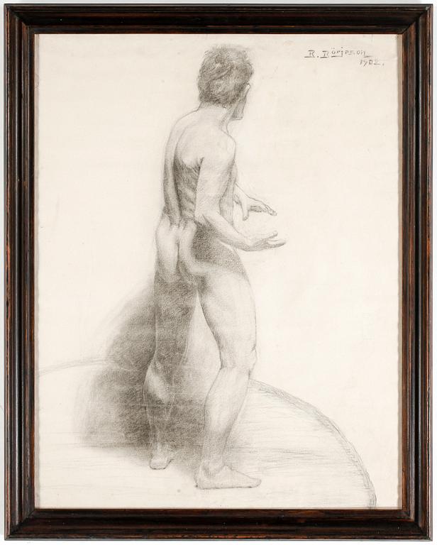 BÖRJE BÖRJESON, kolteckning, signerad o daterad 1908.