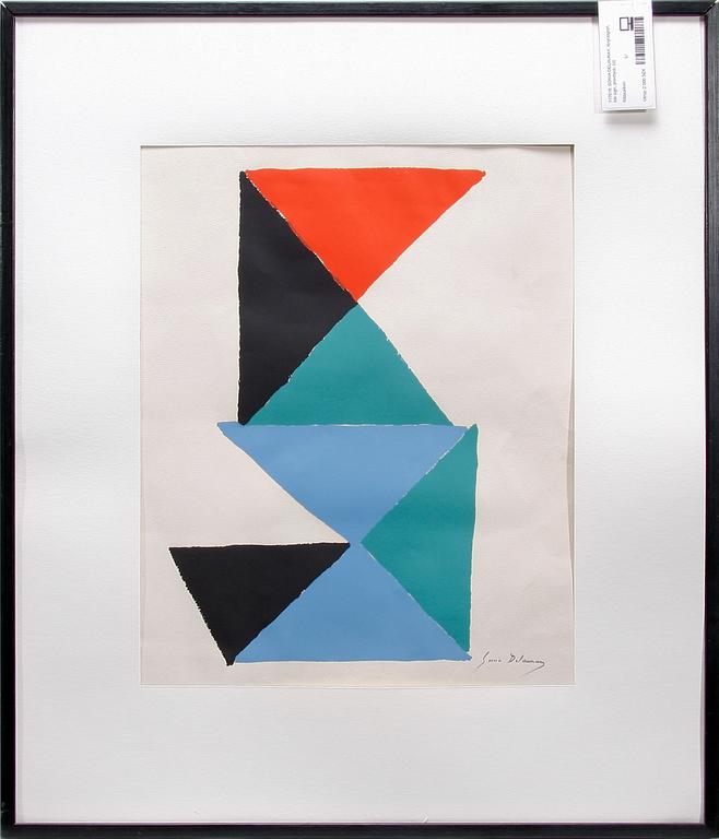 SONIA DELAUNAY, färglitografi, bär sign, provtryck.
