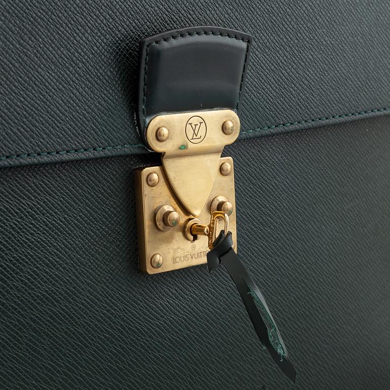 Louis Vuitton, a green Taiga 'Kourad' briefcase, 1996.