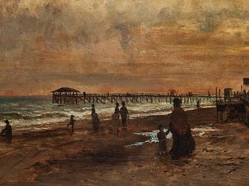 Olof Hermelin, Evening by the pier, scene from the United States of America.