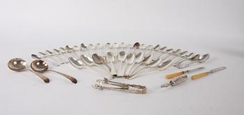 PARTI BESTICK, c:a 35 delar, silver, England och Sverige.