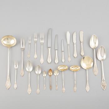 Juho Tepponen Oy, a 146-piece rose-model silver flat wear set, helsinki, Finland, 1930-36.