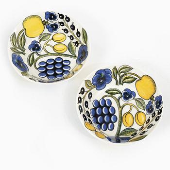 Birger Kaipiainen, Fat samt 8 skålar, porslin, "Paratiisi", Arabia, Finland.