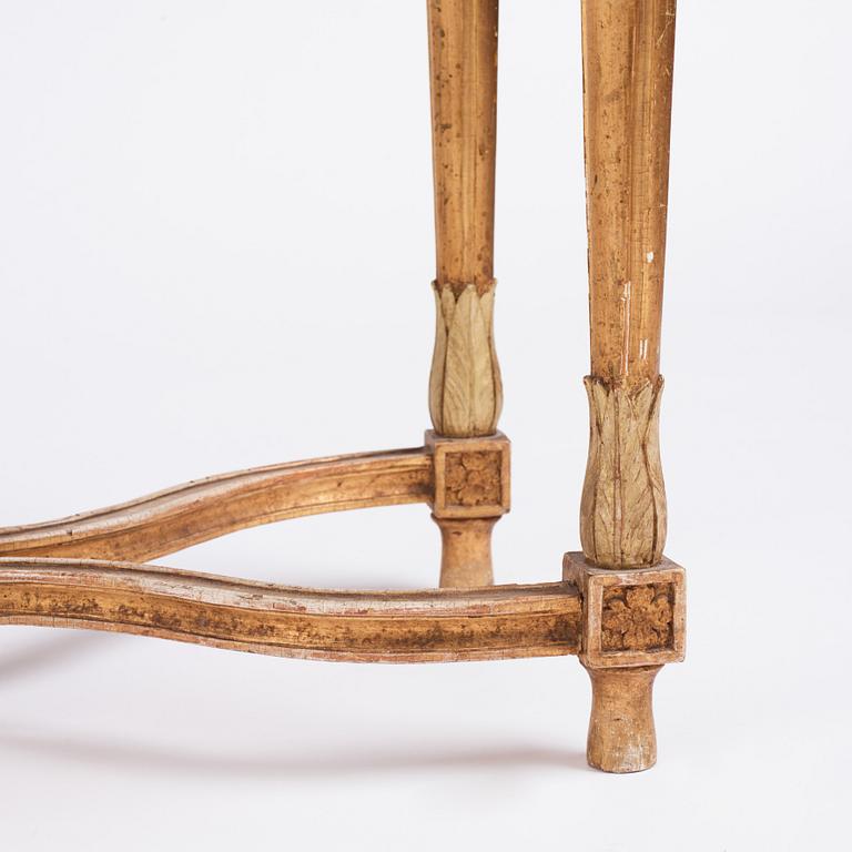 A Gustavian giltwood and faux-porphyry console table, late 18th century.