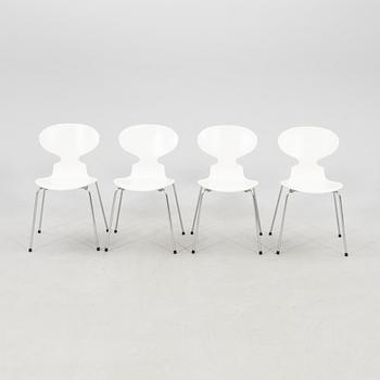 Arne Jacobsen, stolar 4 st, "Myran" för Fritz Hansen, Danmark 1990-tal.