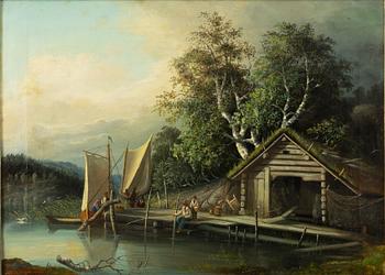 Alfred Wiström, Fishing hut with jetty.