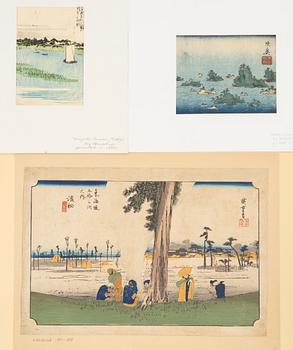 Ando Utagawa Hiroshige, three woodblock prints.