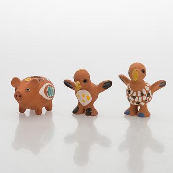 Marita Lybeck, figurines, 8 pcs, red clay, signed ML.