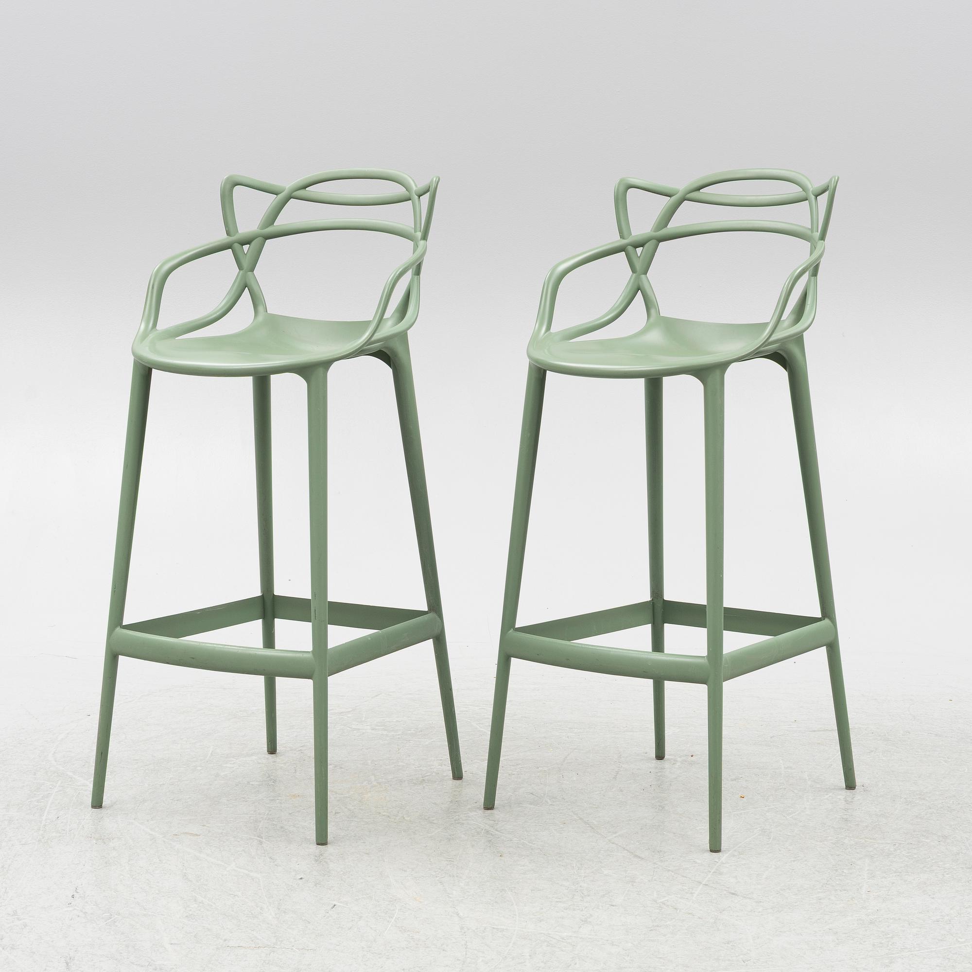 Philippe Starck and Eugeni Quitllet, bar stools, a pair, "Masters stool, Kartell, Italy.