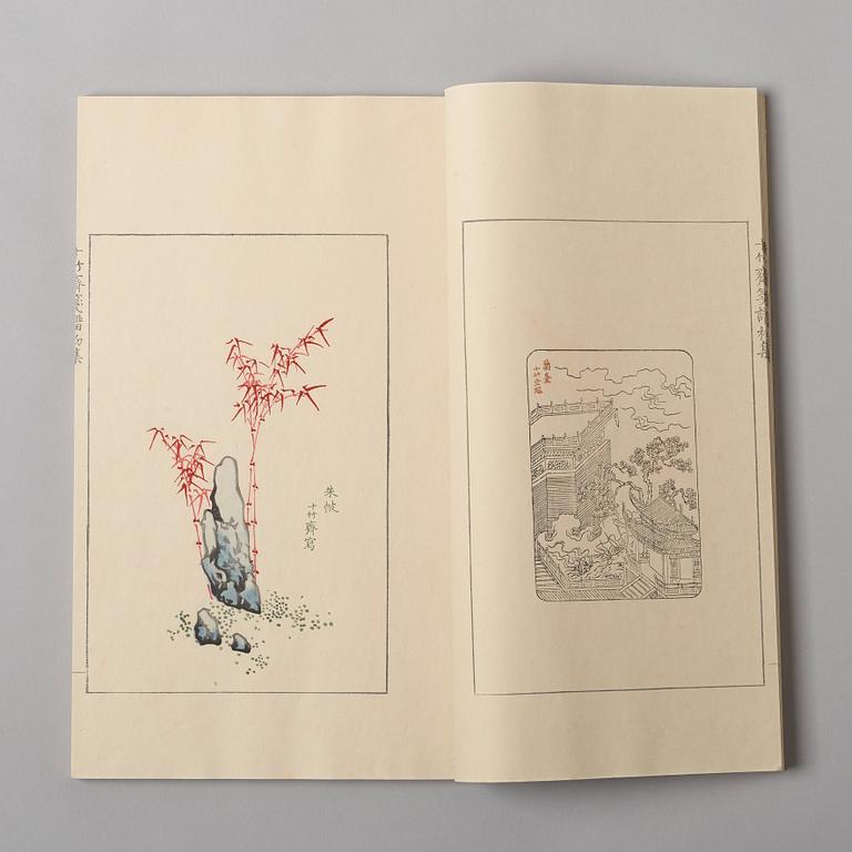 SHIZHUZHAI JIANPU, "Ten Bamboo Studio Manual of Painting and Calligraphy", fyra volymer. Rongbaozhai. Beijing, 1952.