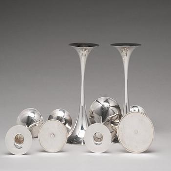 Tapio Wirkkala, a set of 6 silver candlesticks ( three pairs), Kultakeskus OY, Hämeenlinna, Finland 1978-87.